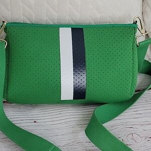 Neoprene Striped Crossbody Perforated Bag